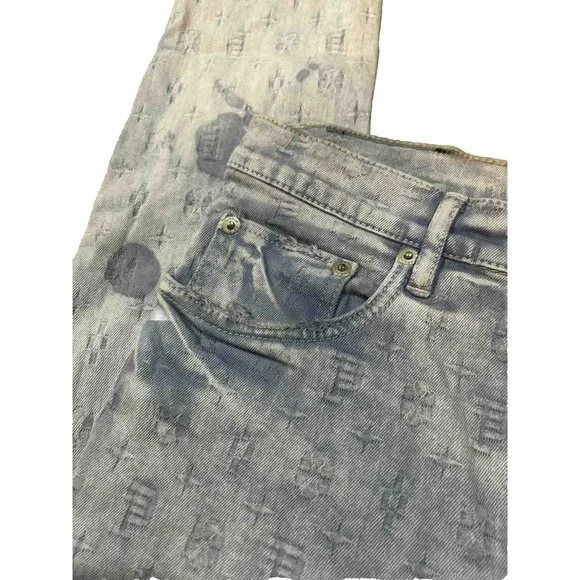 Purple Brand Jacquard monogram Denim Slim Fit Low Rise Jeans 31 POO1 - Picture 7 of 16